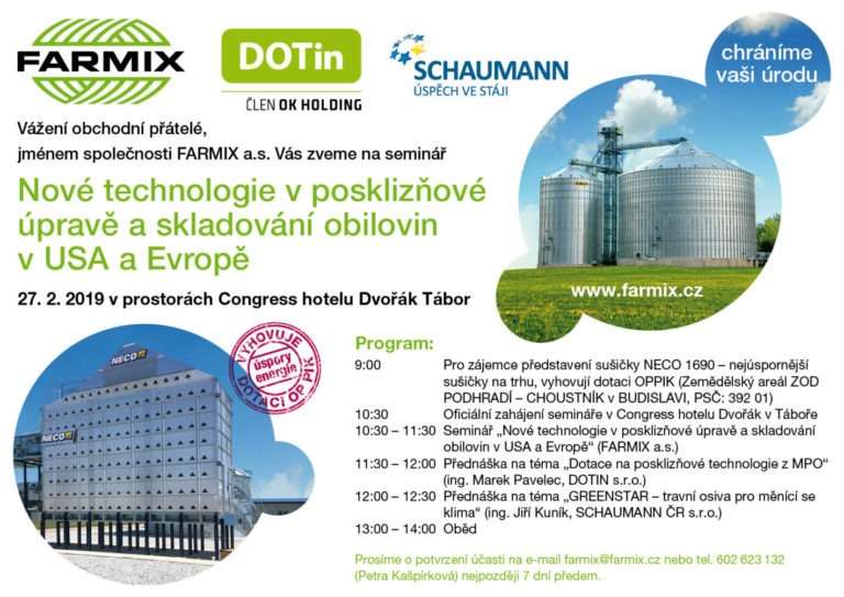 Pozvánka na seminář „Posklizňové technologie v USA a EU“ 2019