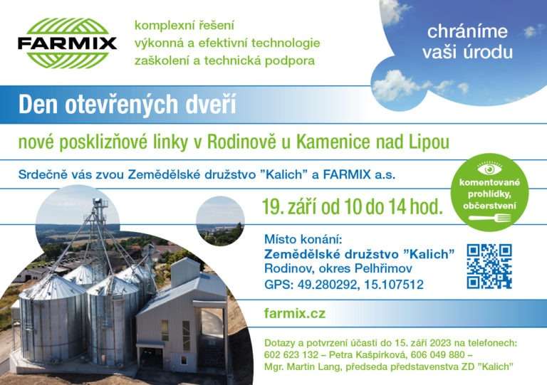 Pozvánka na DEN OTEVŘENÝCH DVEŘÍ nové posklizňové linky obilí ZD Kalich